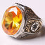 Handmade Silver with Citrine Stone Mens Ring