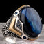 Handmade Blue Tigers Eye Elegant Design Silver Mens Ring