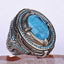 Heavy and Elegant Silver Natural Aquamarine Stone Mens Ri