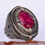 Heavy and Elegant Silver Natural Ruby Stone Mens Ring