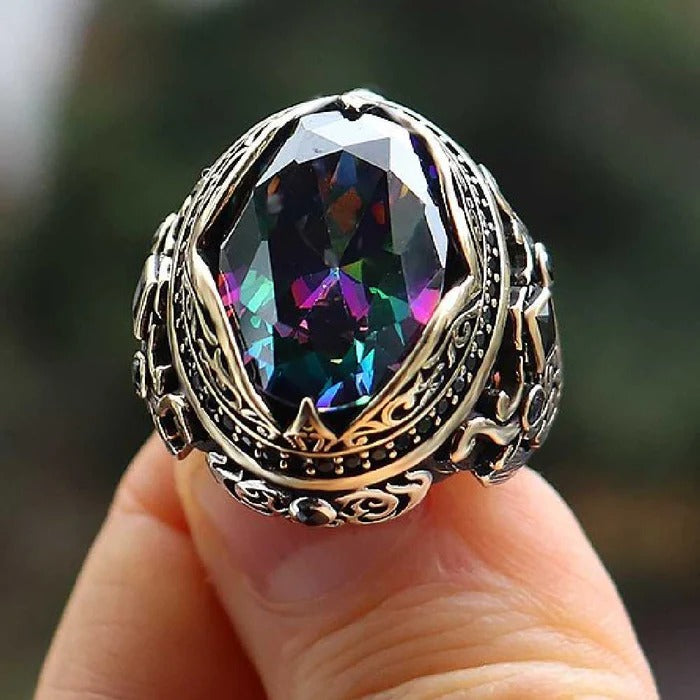 Heavy New Style Mystic Topaz Stone Silver Mens Ring Secondary image
