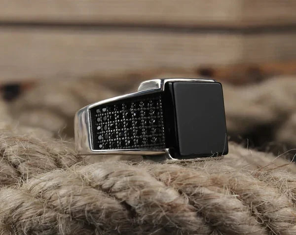 Timeless Black Square Onyx-Silver Secondary image
