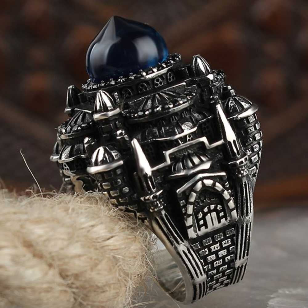 Islamic Mosque Design Heavy Silver Mens Ring Secondary image