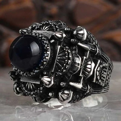 Islamic Mosque Design Heavy Silver Mens Ring Main image