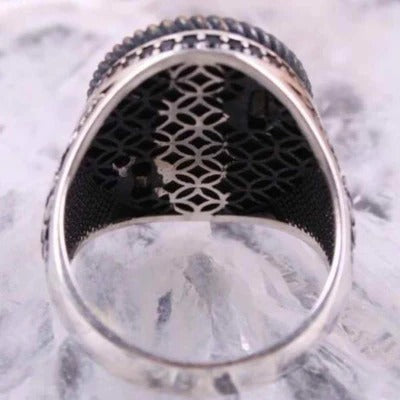 King Eagle Onyx Stone Silver Handmade Black Mens Ring Secondary image