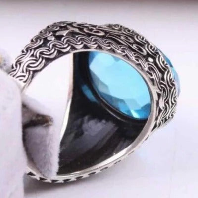 Luxury Cut Aquamarine Silver Mens Ring Secondary image