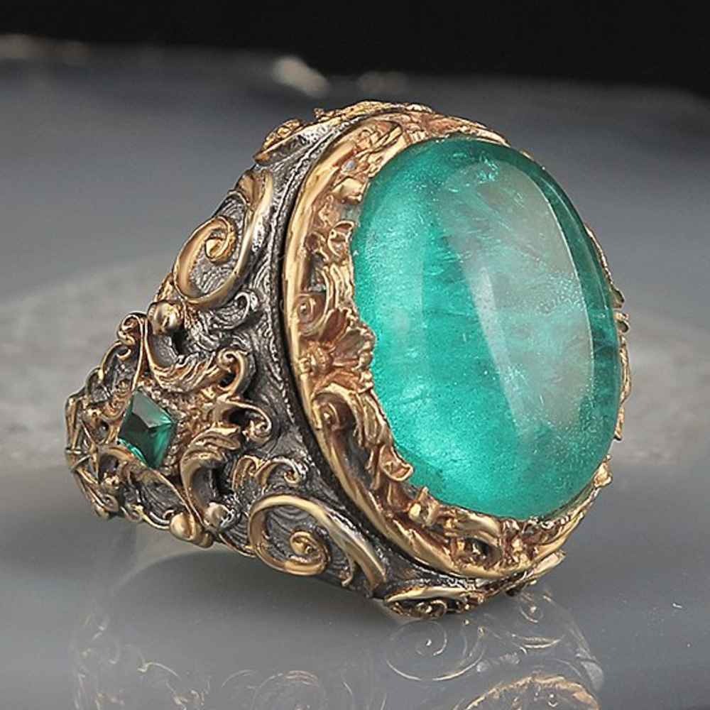 Luxury New Silver Tourmaline Stone Mens Ring Main image