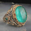 Luxury New Silver Tourmaline Stone Mens Ring
