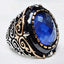 Luxury Plain Silver Mens Ring with Sapphire Stone