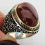 Mens Red Agate Stone Silver Mens Ring