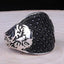 Micro Black Onyx Stone Eagle Style Silver Mens Ring