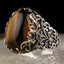 Most Popular Natural Tigers Eye Stone Silver Great Mens R