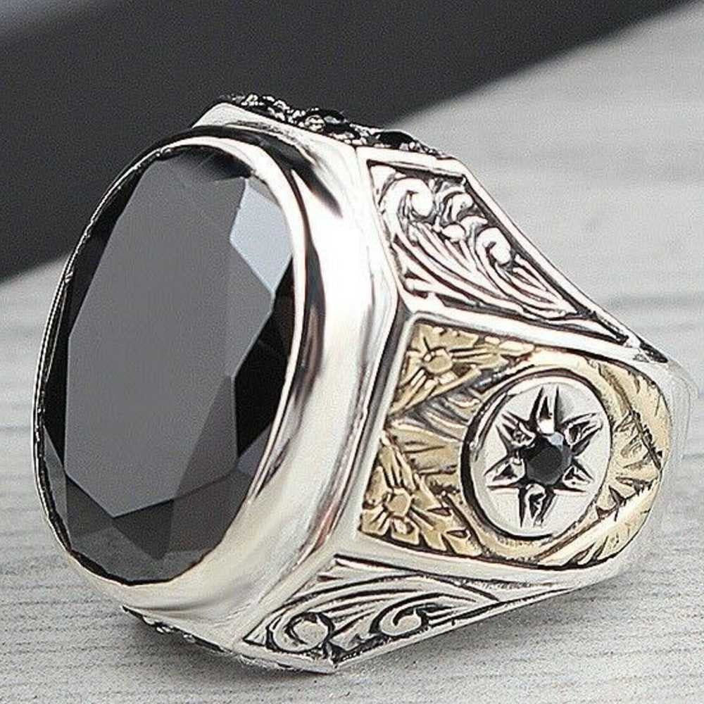 Most Selling Onyx Stone Silver Handmade Mens Ring Main image