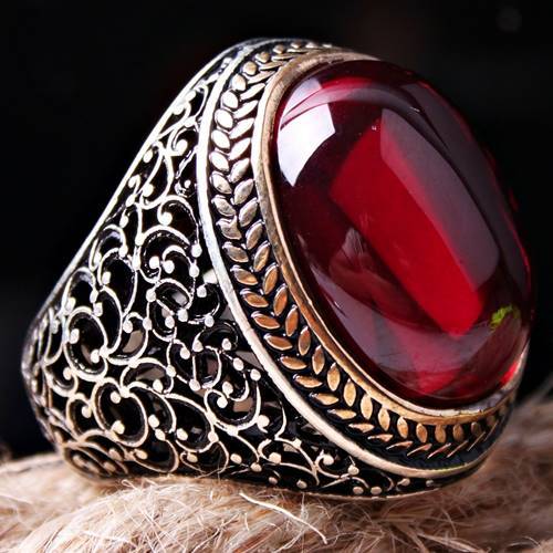 Most Selling Ruby Stone Silver Elegant Mens Ring Secondary image