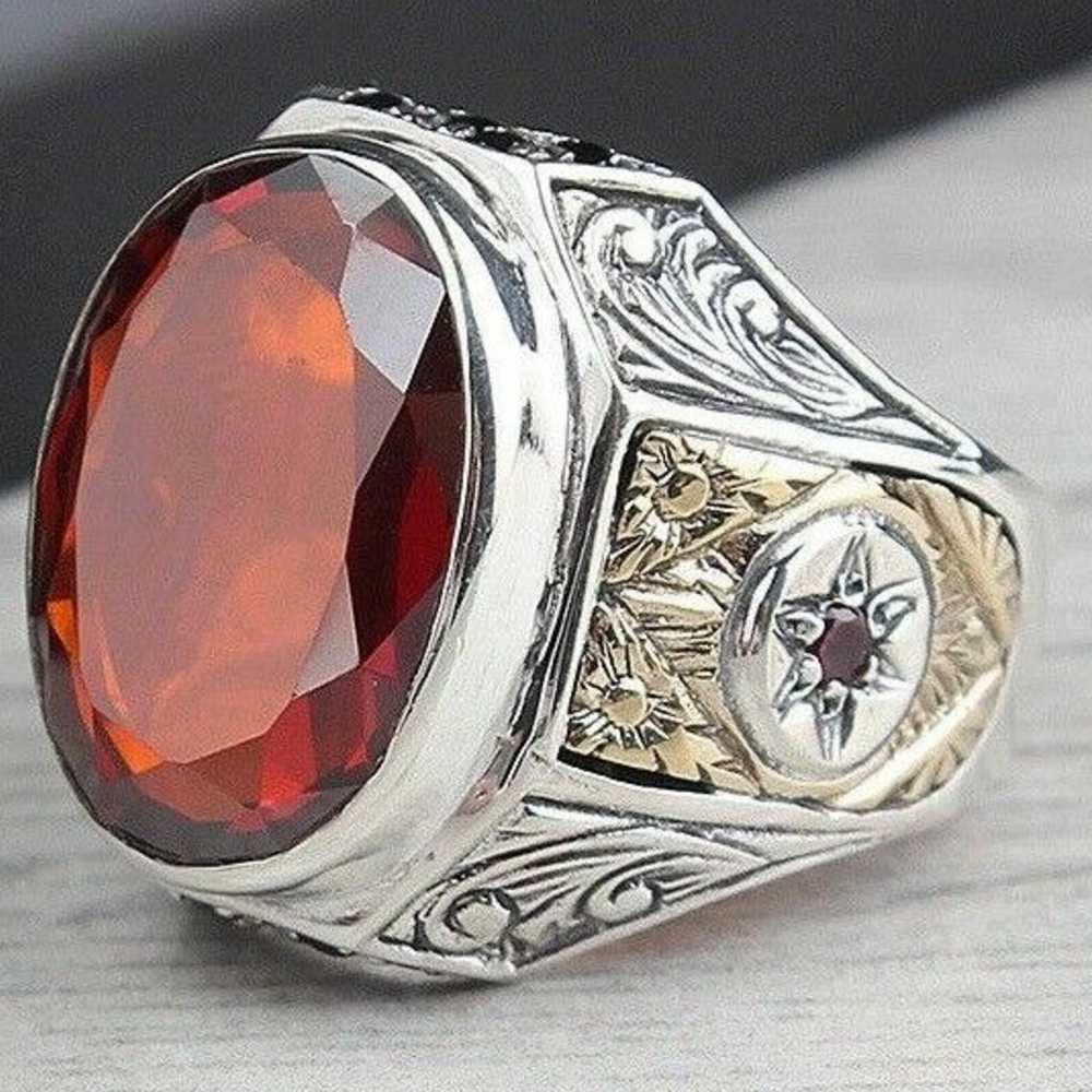 Most Selling Ruby Stone Silver Handmade Mens Ring Main image