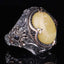 Natural Drop Amber Stone Silver Mens Ring