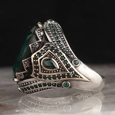 Natural Emerald Stone SilverExclusive Nice Mens Ring Secondary image