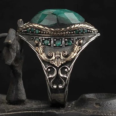 Natural Emerald Stone SilverNice Mens Ring Secondary image