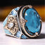 Natural Paraiba Tourmaline Stone Silver Mens Ring