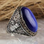 Ottoman Silver Blue Sapphire Stone Mens Ring