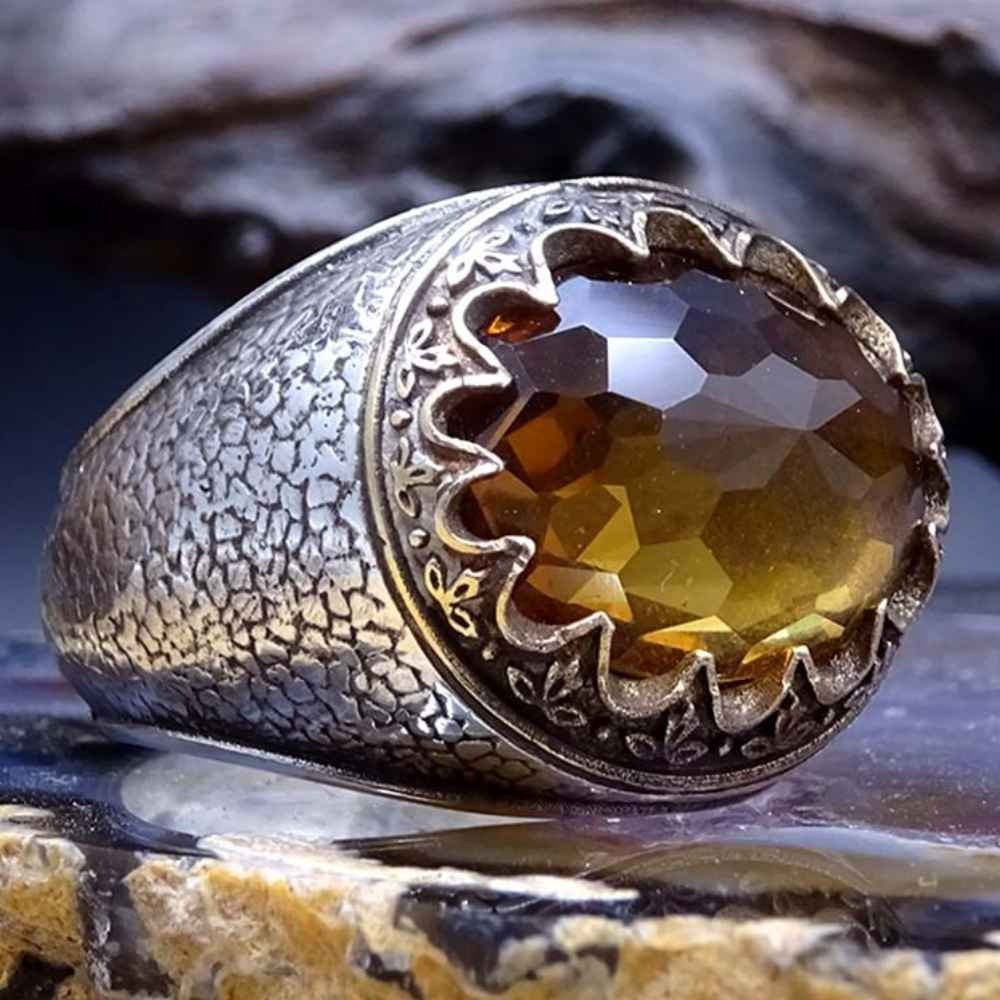 Oval Natural Zultanite Color Changing Silver Mens Ring Main image