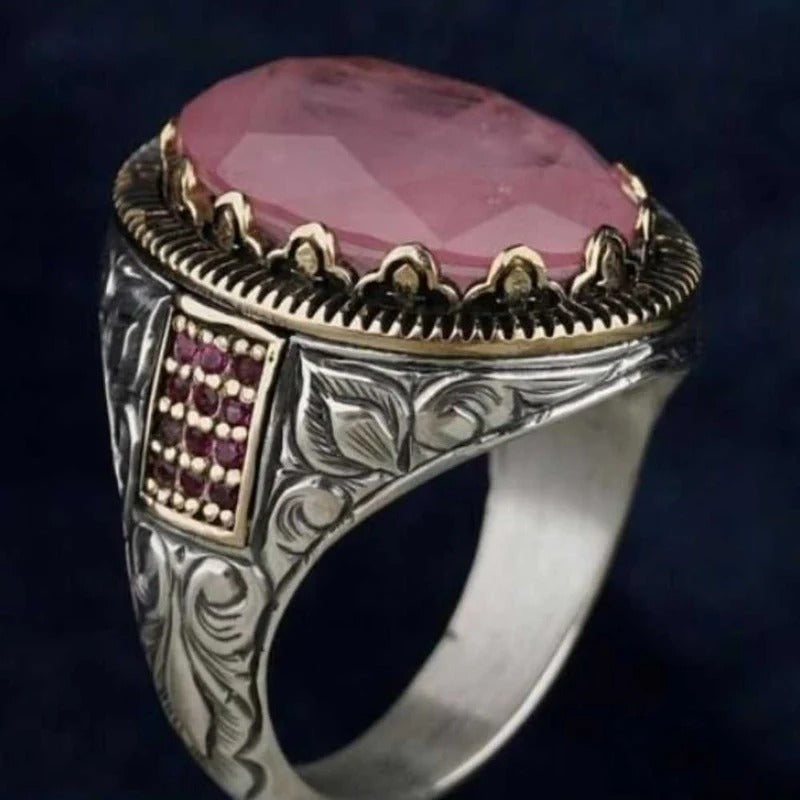 Pink Paraiba Tourmaline Stone Silver Mens Ring Secondary image