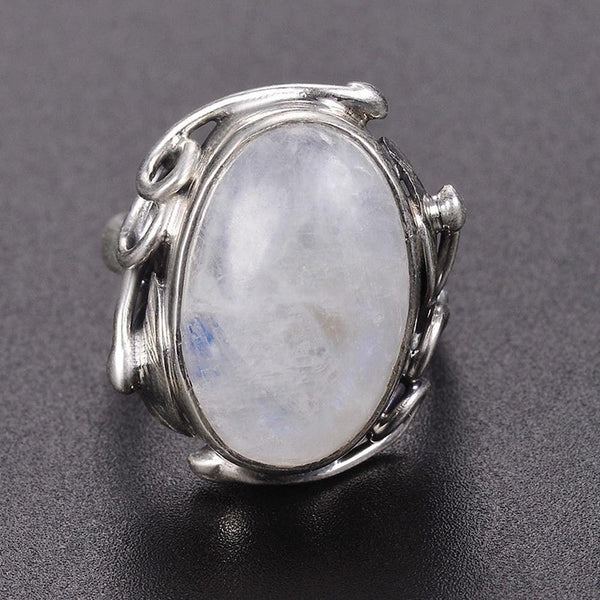 New Vintage Silver Moon Stone Ring IS2 IS1 VAL1 NS3