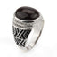 Silver with Dark Brown Agate Stone with Clear CZ Men Ring NS3 IS2 IS1 VAL1