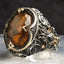 Raid Citrine and Onyx Silver Handmade Mens Ring