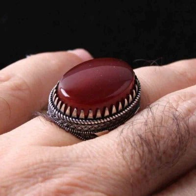Red Liver Agate Stone Handmade Silver Mens Ring Secondary image