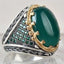 Round Multi Emerald Stone Silver Handmade Mens Ring