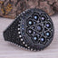 Round Small Multi Onyx Stones Silver Mens Ring