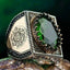 Seal of Solomon Heavy Emerald Silver Islamic Mens Ring