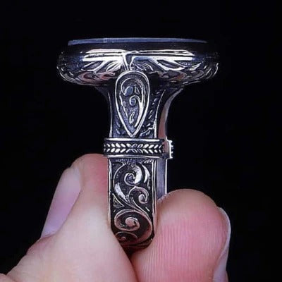 Seal of Solomon Islamic Silver No Stone Mens Ring Secondary image