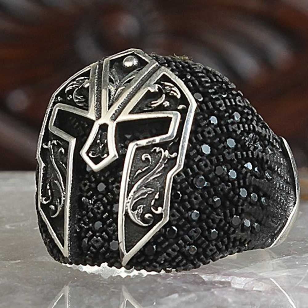 Spartan Design Silver Multi Onyx Stone Mens Ring Main image