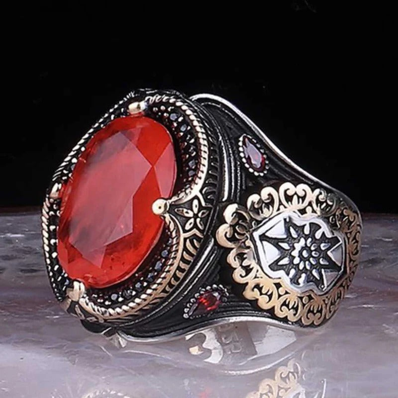 Star Style Silver Elegant Citrine Stone Mens Ring Main image