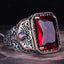 Stylish Red Ruby Stone Silver Handmade Mens Ring