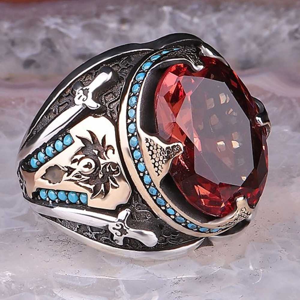 Sword Style Color Changing Zultanite Silver Mens Ring Main image