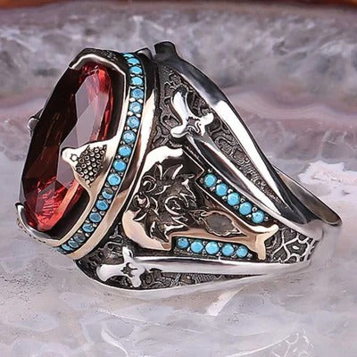 Sword Style Color Changing Zultanite Silver Mens Ring Secondary image