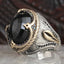 Tulip Design Silver Onyx Stone Mens Ring