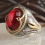 Tulip Design Silver Ruby Stone Mens Ring