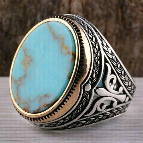 Turquoise Stone Best Silver Mens Ring Main image